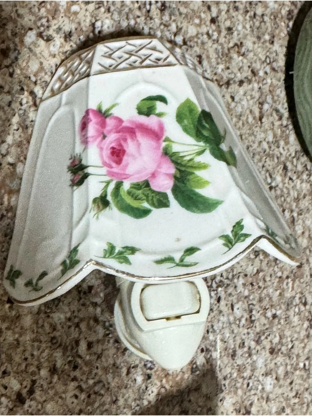 Lenox Pink Floral Porcelain Vanity Set with Gold Trim